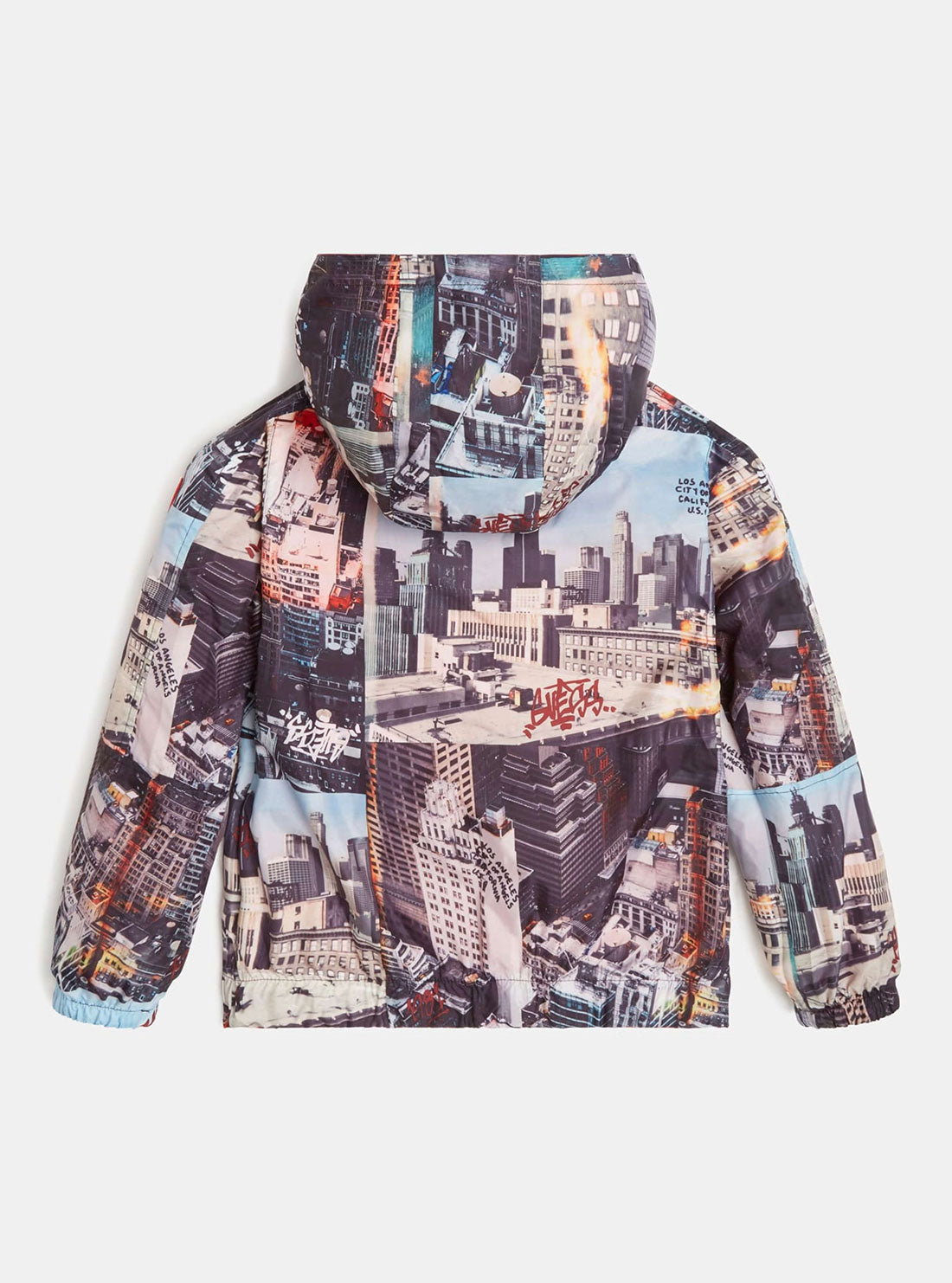 GUESS Kids Big Boy Red City Scene Reversible Jacket (7-16) L2GL00WCQA2 Reversed Back View