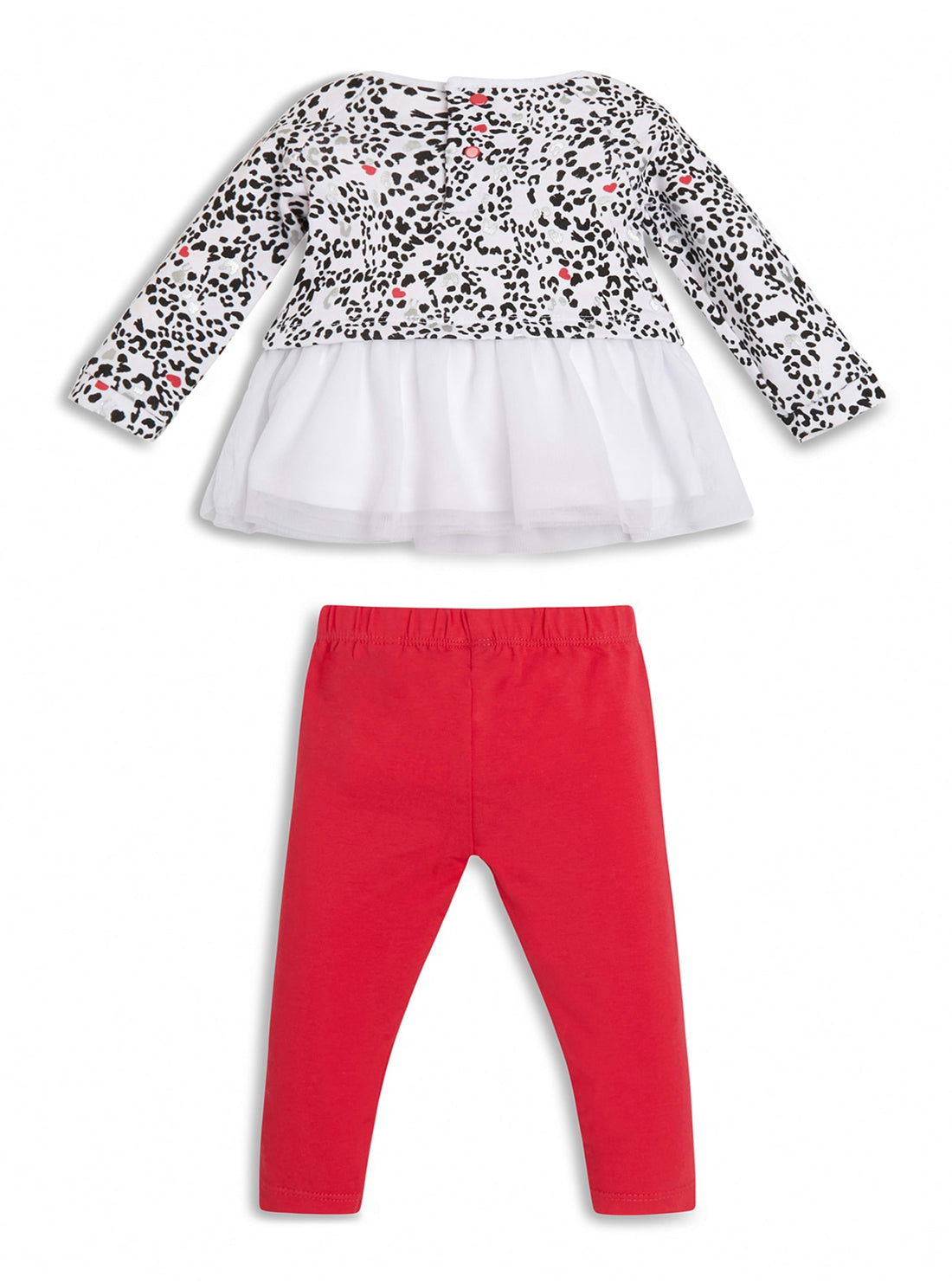 GUESS Baby Girl Red Multi Pattern Ruffle Heart Top And Pants 2-Piece Set (3-24m) A1YG17KA6W0 Back View