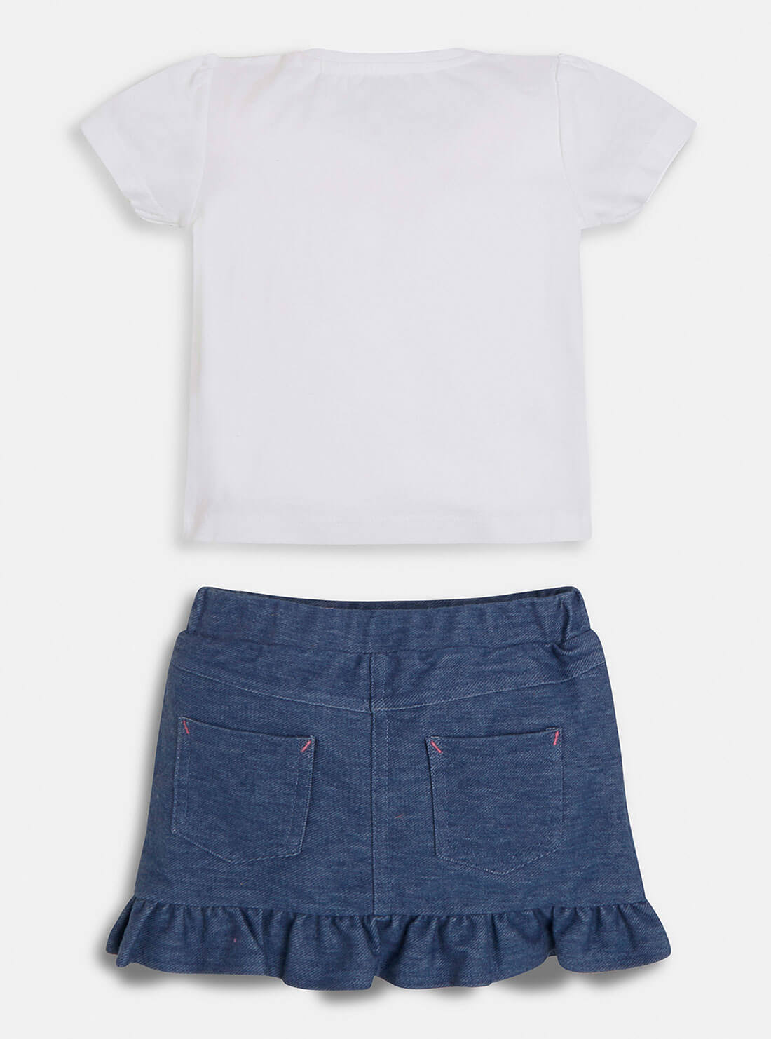 GUESS Baby Girl White Love GUESS Top And Skirt 2-Piece Set (3-24m) A1YG18K6YW0 Back View