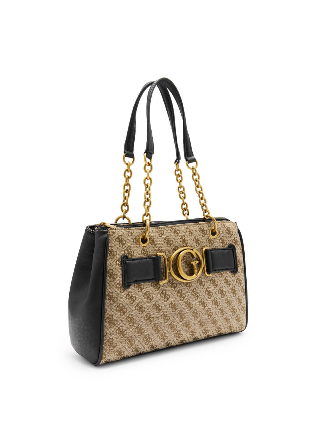 GUESS Womens  Brown Black Aviana Luxury Satchel JB841406 Front Side  View