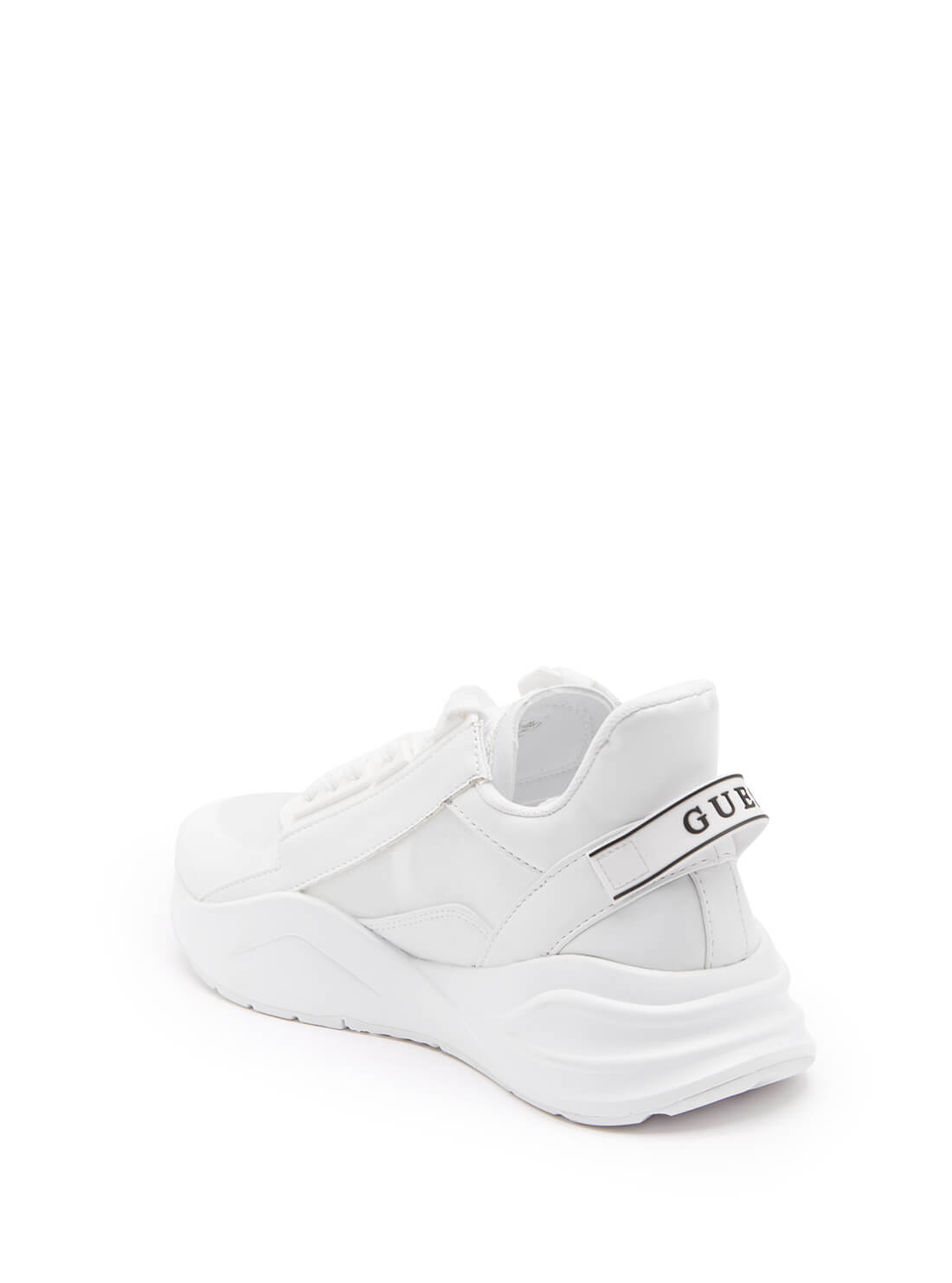GUESS Women's White Sporty Bailian Sneakers BAILIAN2 Back View