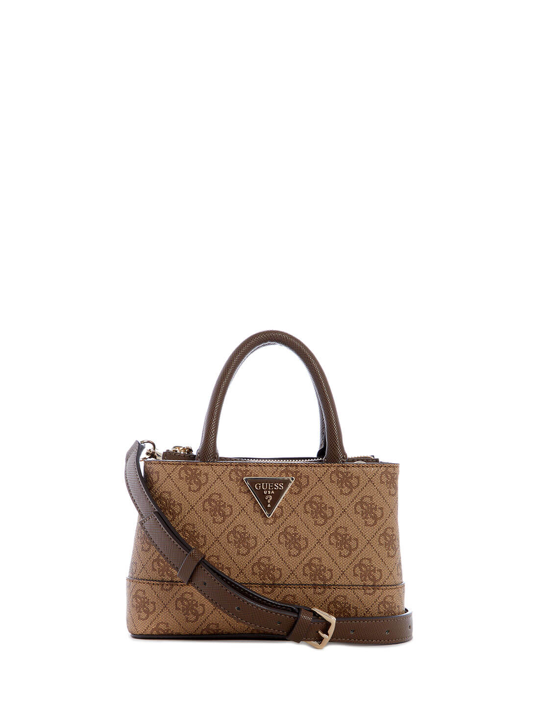 GUESS Women's Brown Quattro G Logo Cordelia Mini Satchell BG837777 Front View