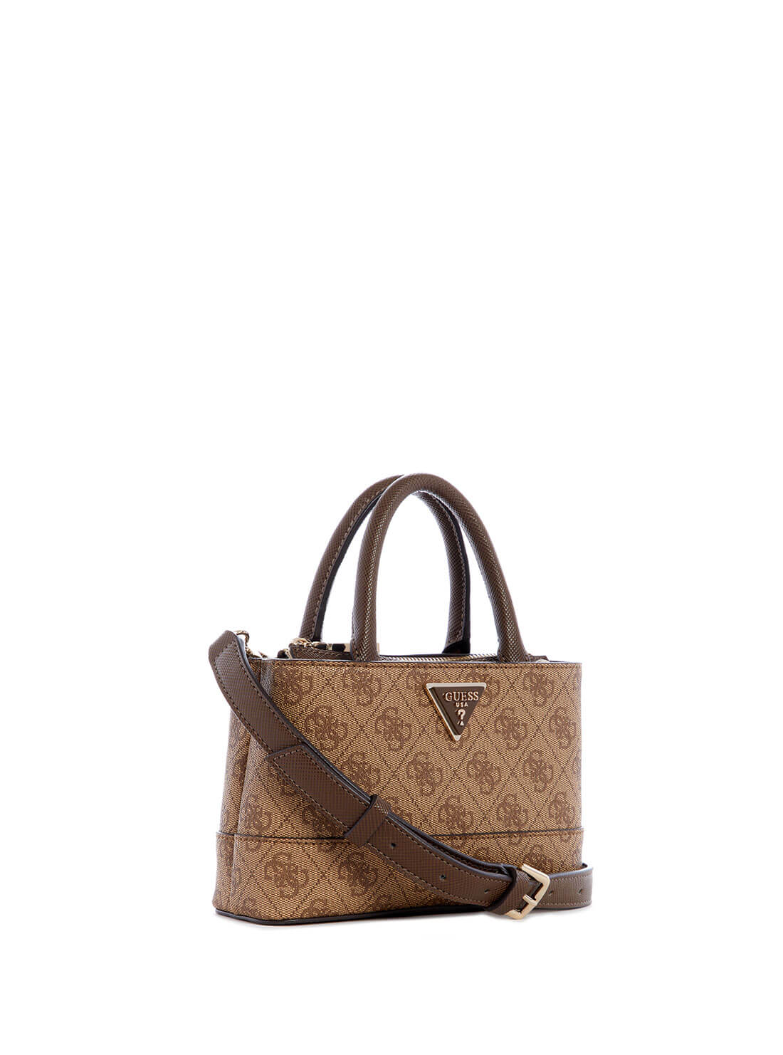 GUESS Women's Brown Quattro G Logo Cordelia Mini Satchell BG837777 Front Side View