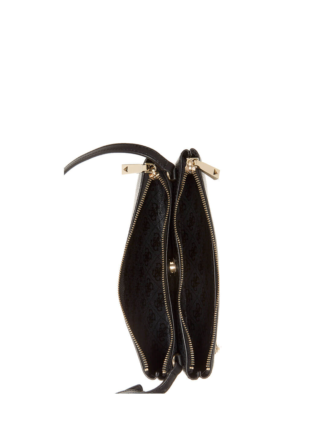 GUESS Women's Black Naya Double Zip Crossbody BL788170 Inside View
