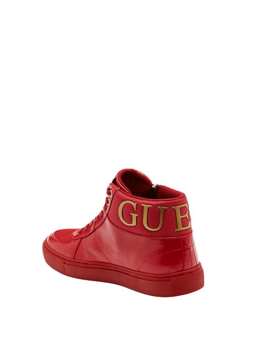 GUESS Men's Red Bowler High Top Sneakers BOWLER Back View