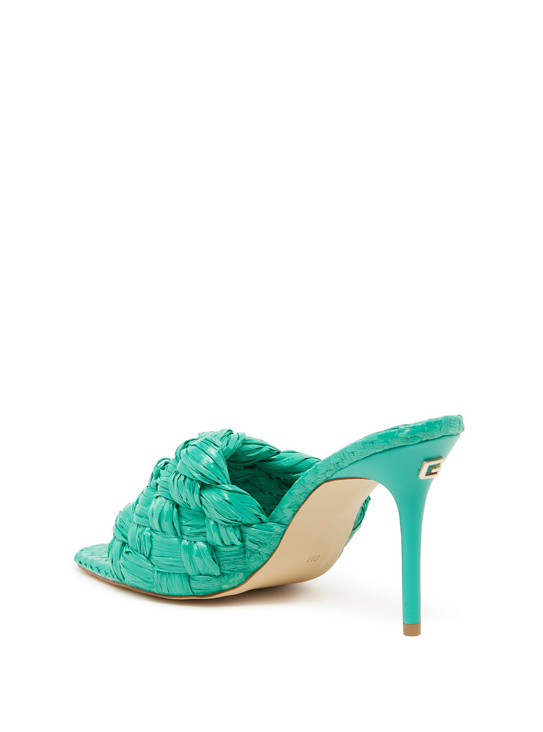GUESS Womens  Green Byanna Woven Sandal Heels BYANNA Back View