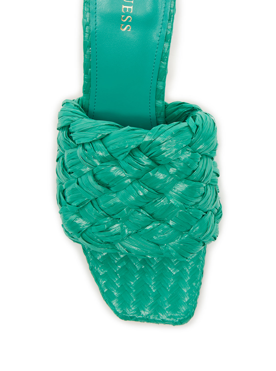 GUESS Womens  Green Byanna Woven Sandal Heels BYANNA Top View
