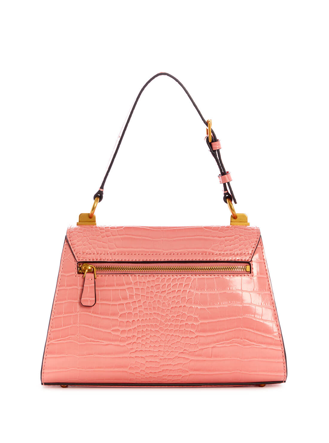 GUESS Womens  Pink Croc Stephi Top Handle Satchel CA787520 Back View