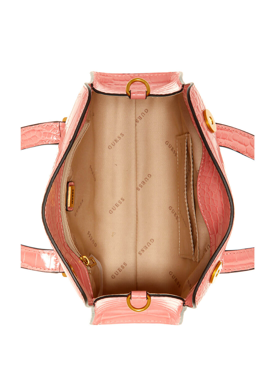 GUESS Womens  Pink Croc Stephi Mini Satchel CA787576 Inside View