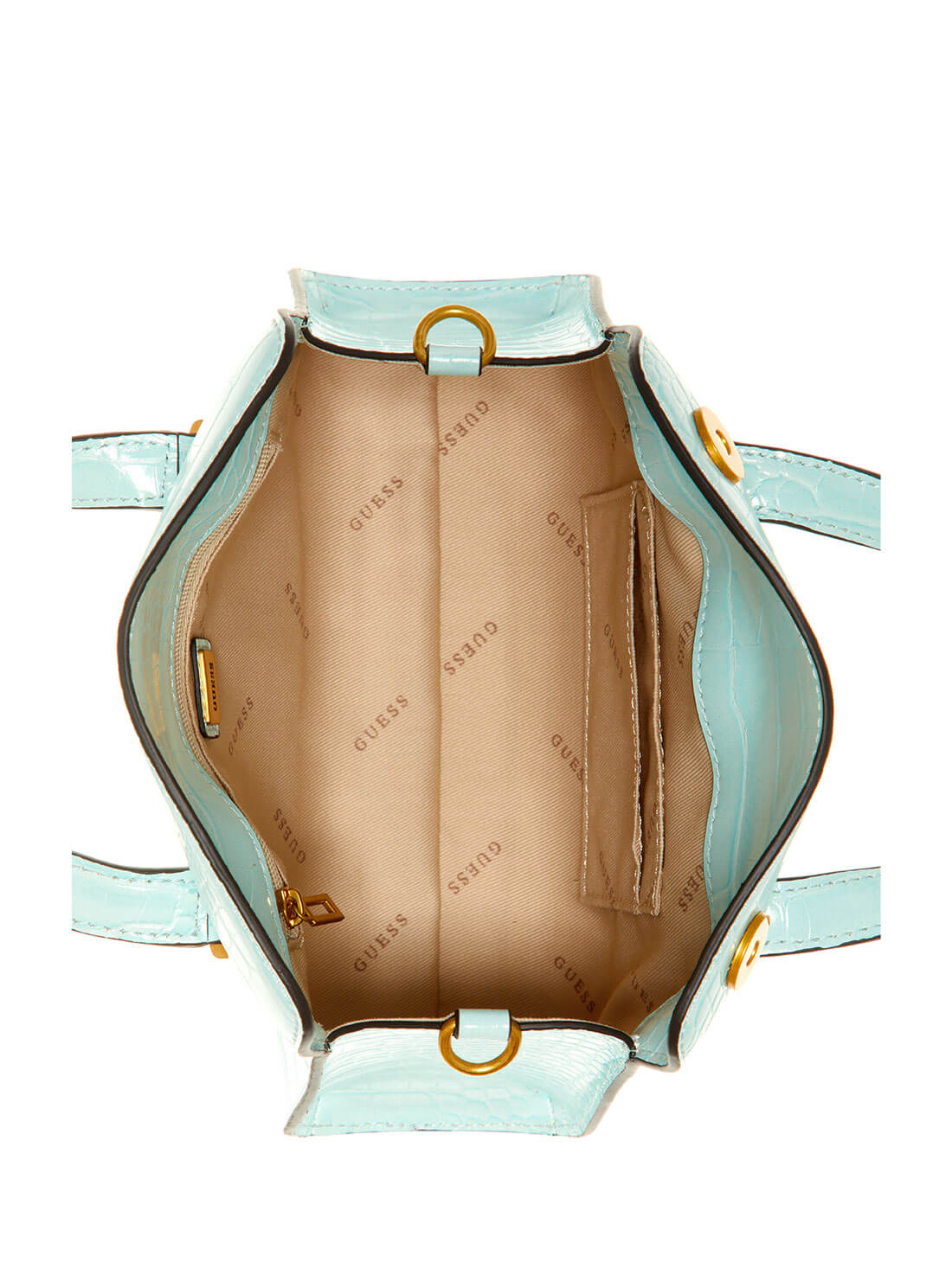 GUESS Womens  Blue Croc Stephi Mini Satchel CA787576 Inside View