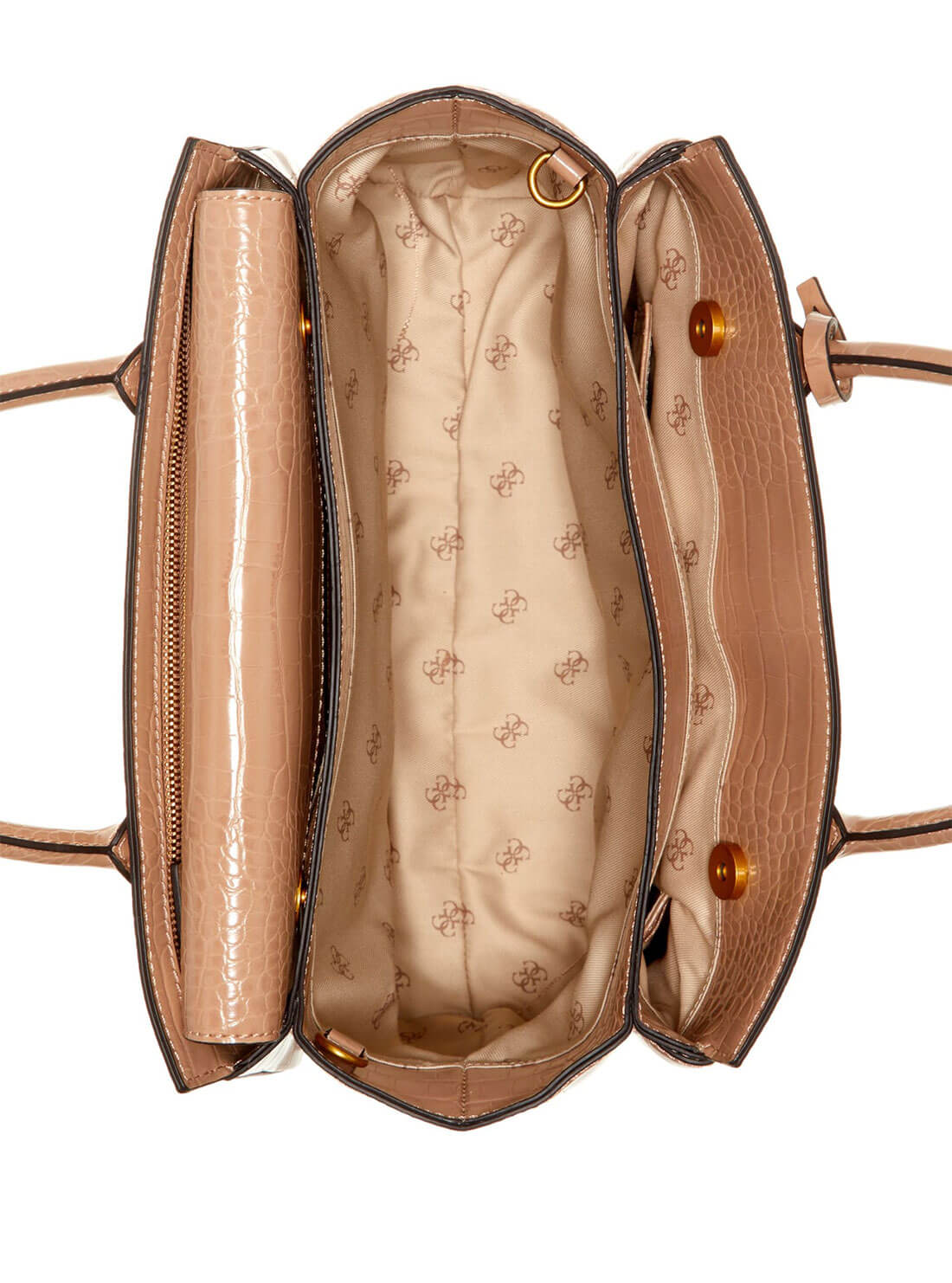 GUESS Women's Croc Camel Enisa High Society Satchel CA842106 Inside View