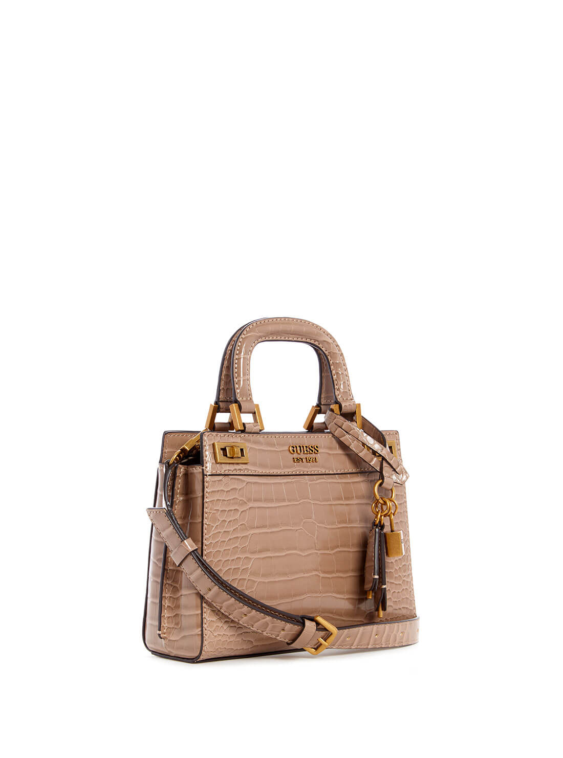 GUESS Womens  Taupe Croc Katey Mini Satchel CB787076 Front Side  View
