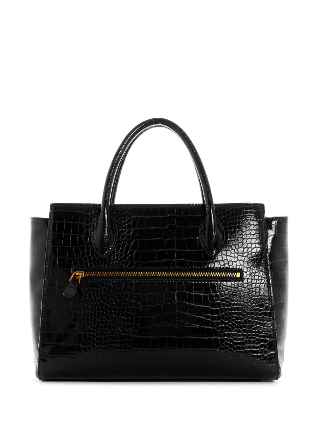 GUESS Womens  Black Croc Enisa High Society Satchel CB842106 Back View