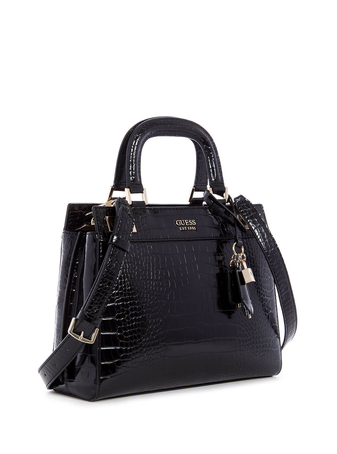 GUESS Womens  Black Katey Luxury Satchel CG787028 Front Side View