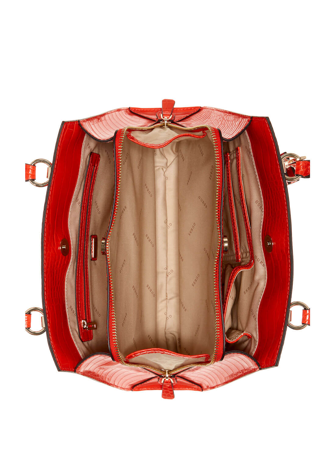 GUESS Womens  Red Stephi Girlfriend Satchel CG787507 Inside View