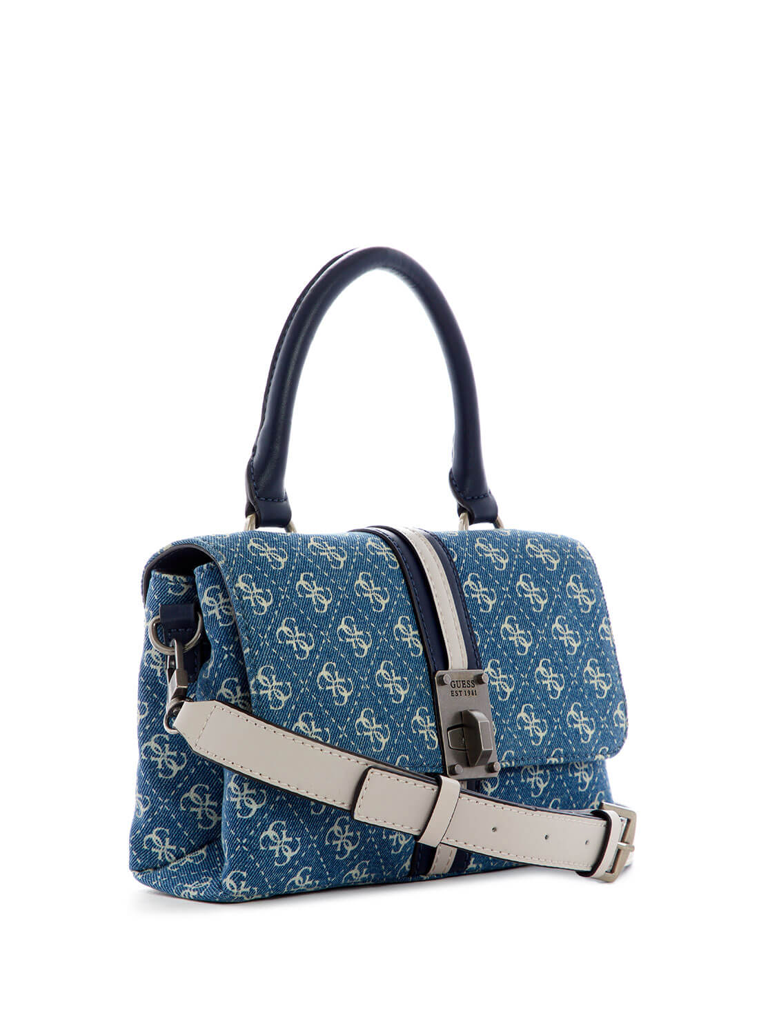 GUESS Women's Blue Denim Kasinta Satchel DN840520 Front Side View