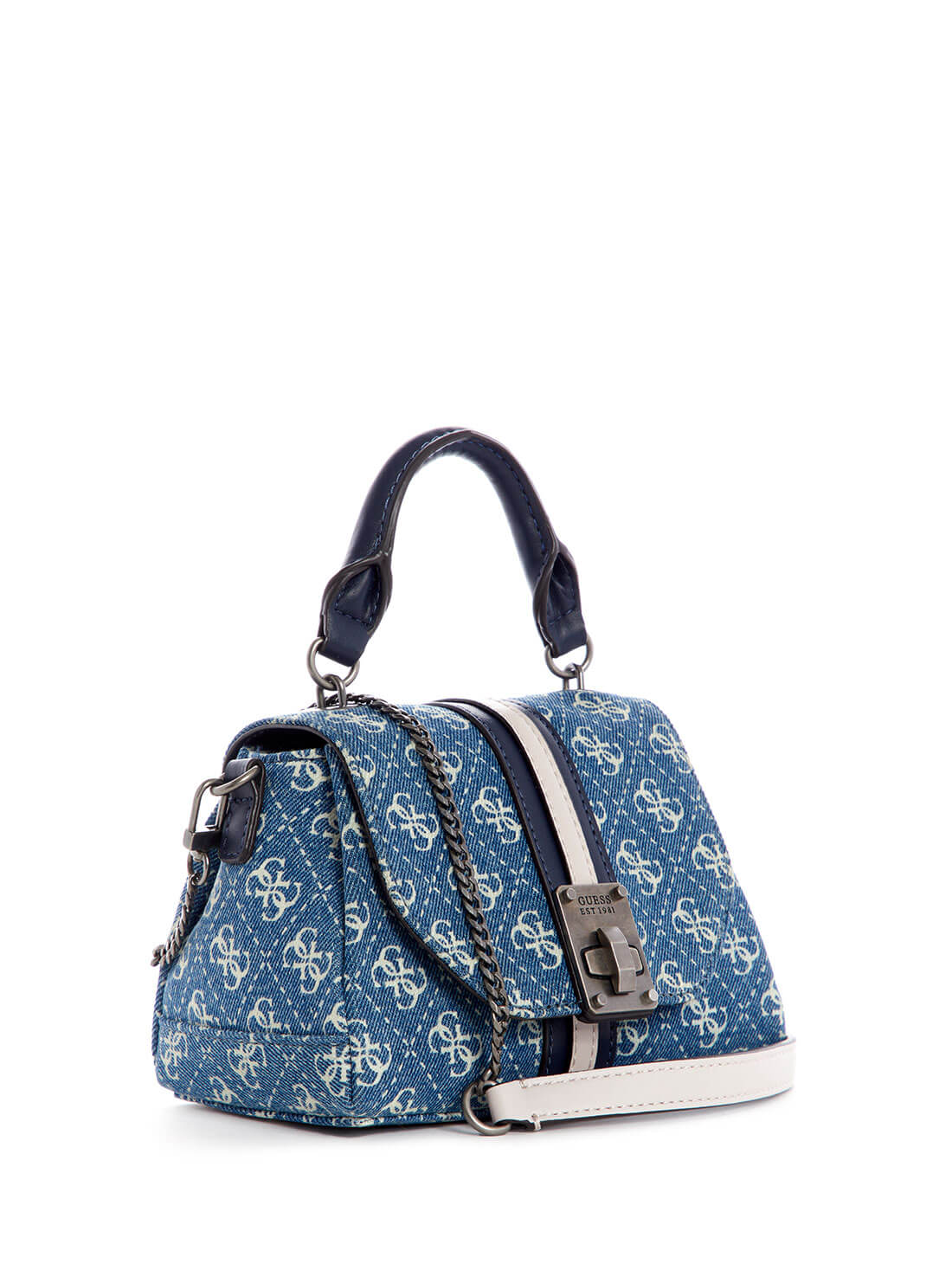 GUESS Women's Blue Denim Kasinta Mini Crossbody DN840577 Front Side View