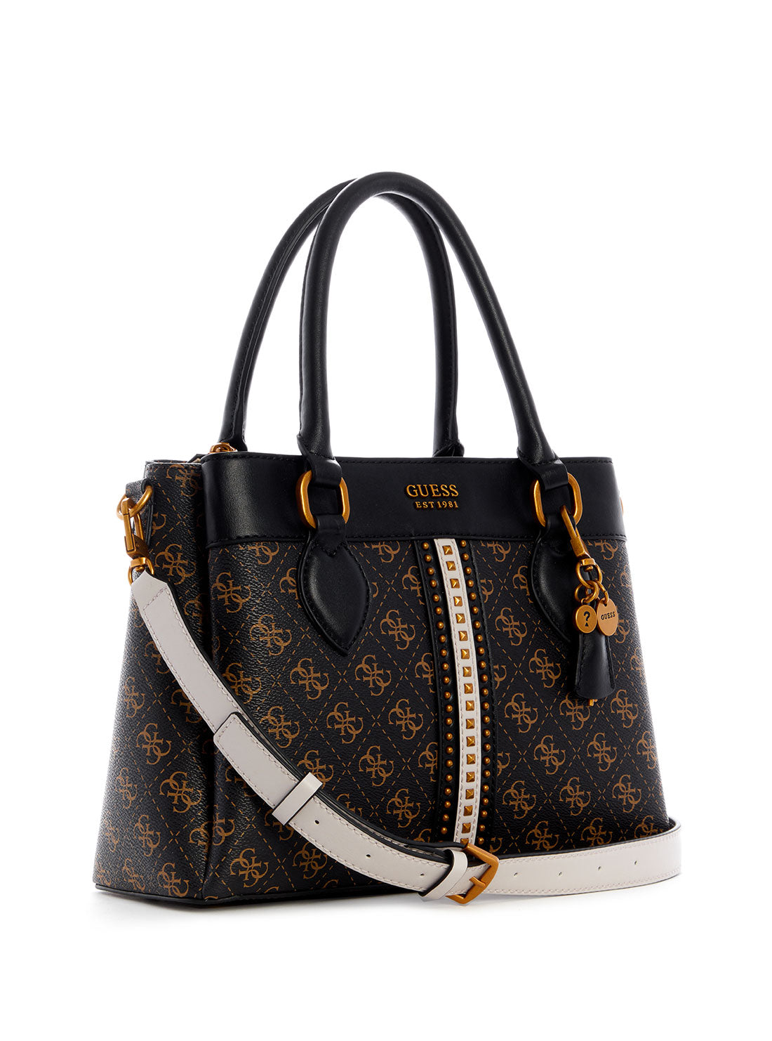 GUESS Women's Brown Kasinta 3 Compartment Satchel EB840506 Front Side View