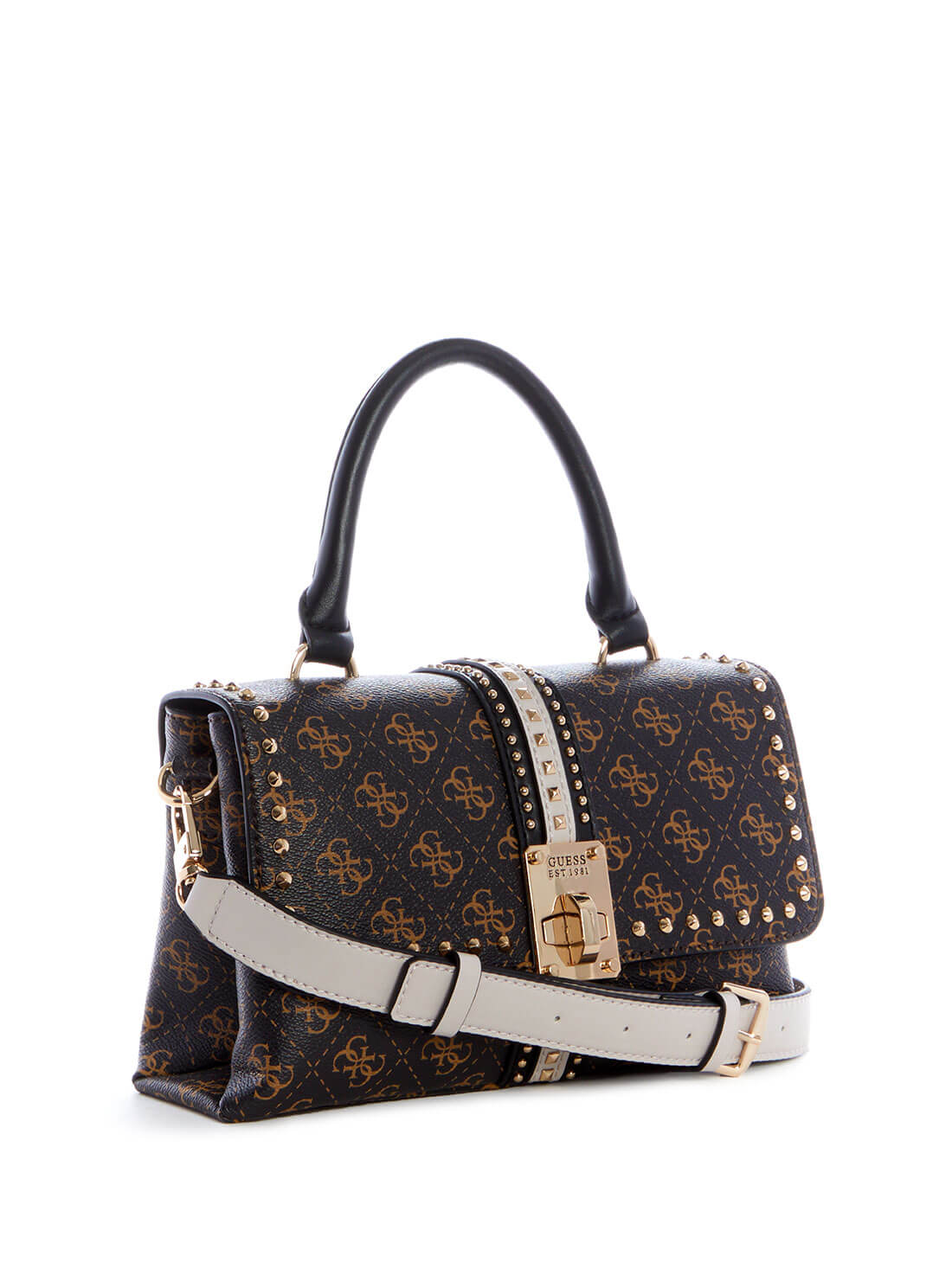GUESS Women's Brown Multi Kasinta Satchel EB840520 Front Side View