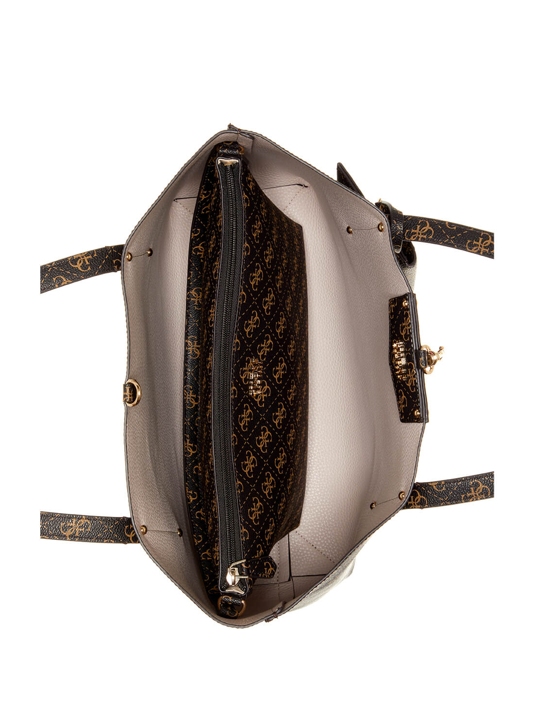 GUESS Women's Eco Black Brown Brenton Tote Bag ESG839023 Inside View