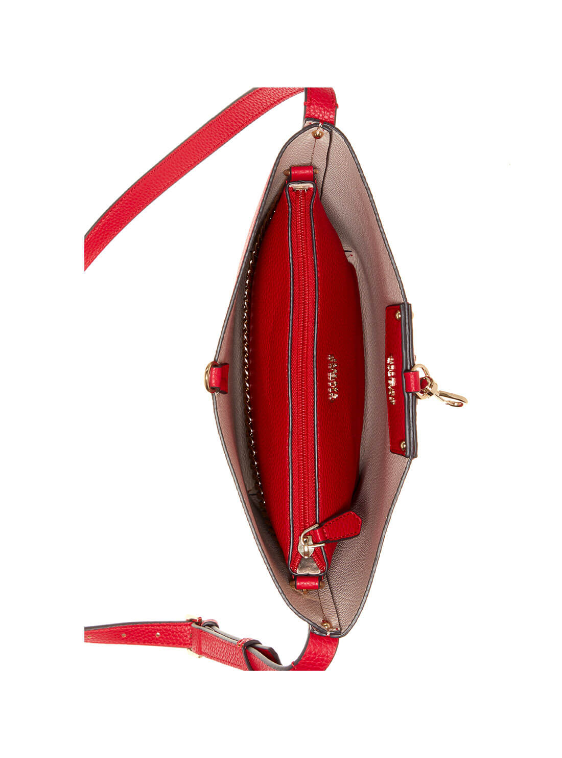 GUESS Women's Eco Red Brenton Bucket Bag EVG839001 Inside View