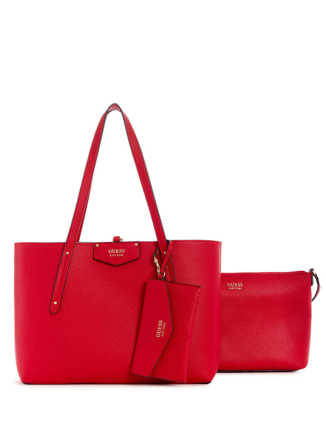 GUESS Women's Eco Red Brenton Tote Bag EVG839023 Front Clutch View