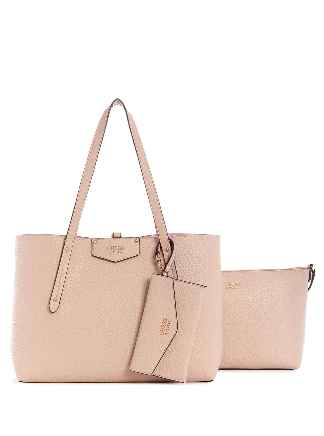 GUESS Women's Eco Pink Brenton Tote Bag EVG839023 Front Clutch View