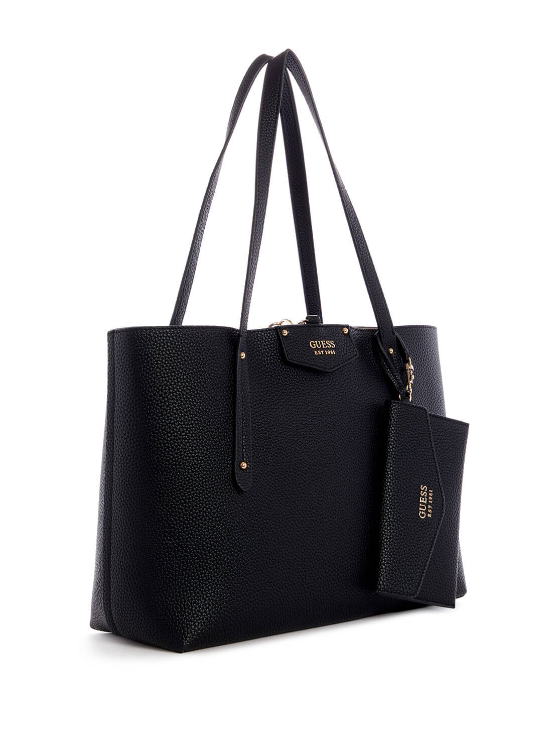 GUESS Women's Eco Black Brenton Tote Bag EVG839023 Front Side View