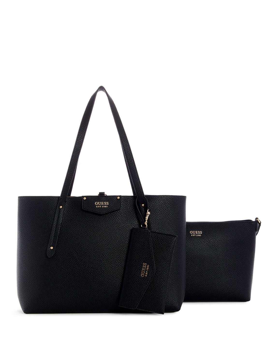 GUESS Women's Eco Black Brenton Tote Bag EVG839023 Front Clutch View