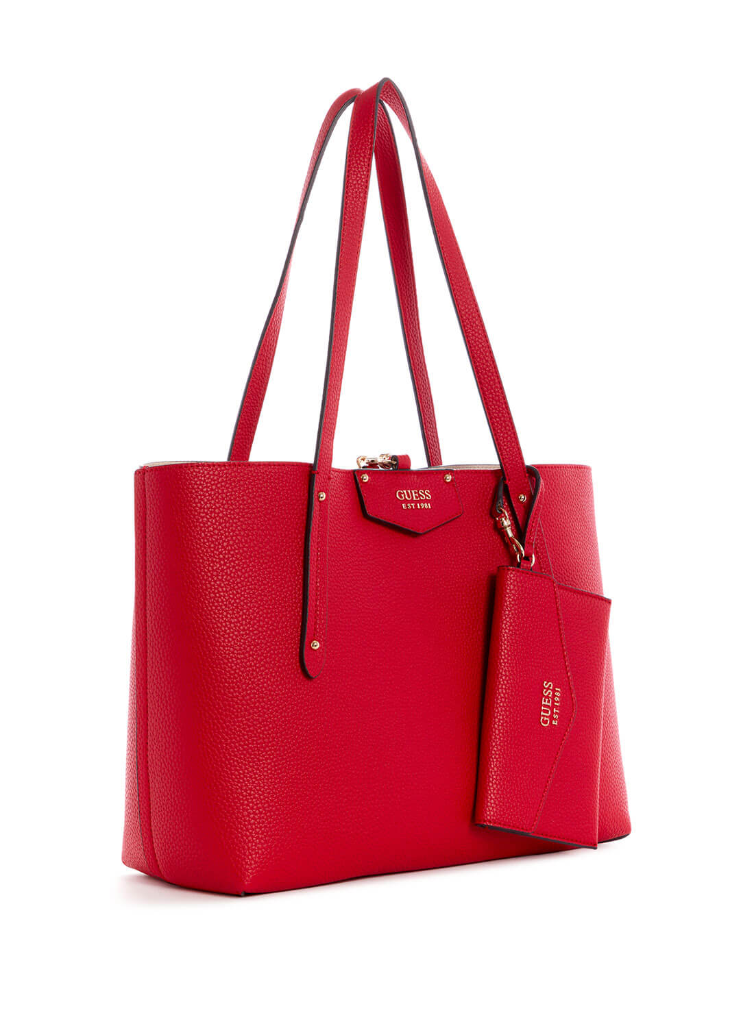 GUESS Women's Eco Red Brenton Tote Bag EVG839023 Front Side View