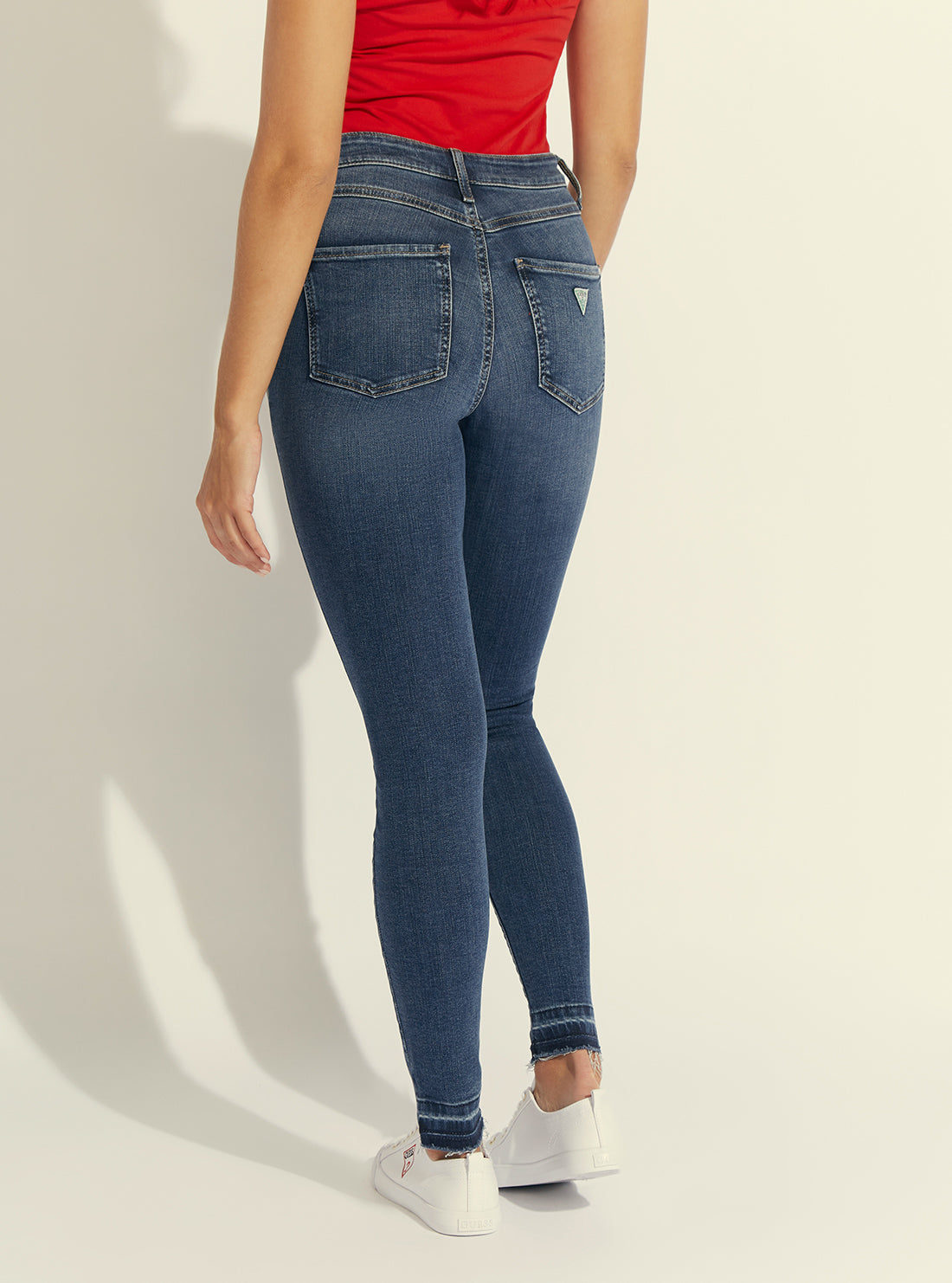 GUESS Womens Eco 1981 High-Rise Cropped Skinny Denim Jeans in Varick Wash WBGAB4S3UU0 Back view