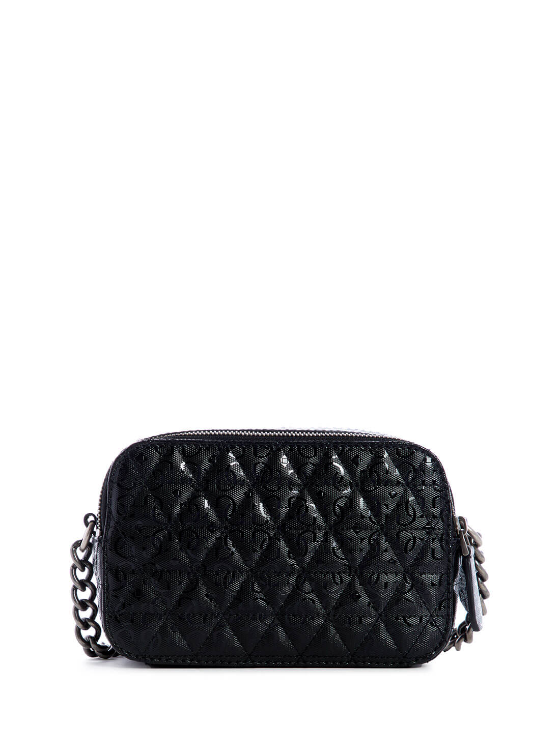 GUESS Womens Patent Black Noelle Crossbody Camera Bag    GN787914 Back View