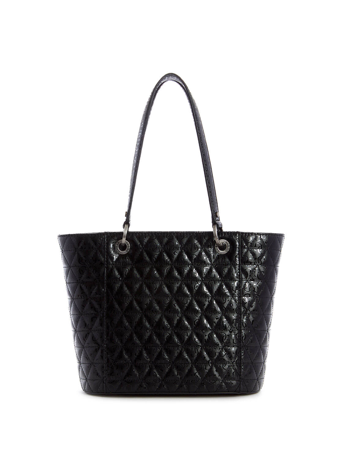 GUESS Womens Black Patent Noelle Small Elite Tote Bag    GN787922 Back View