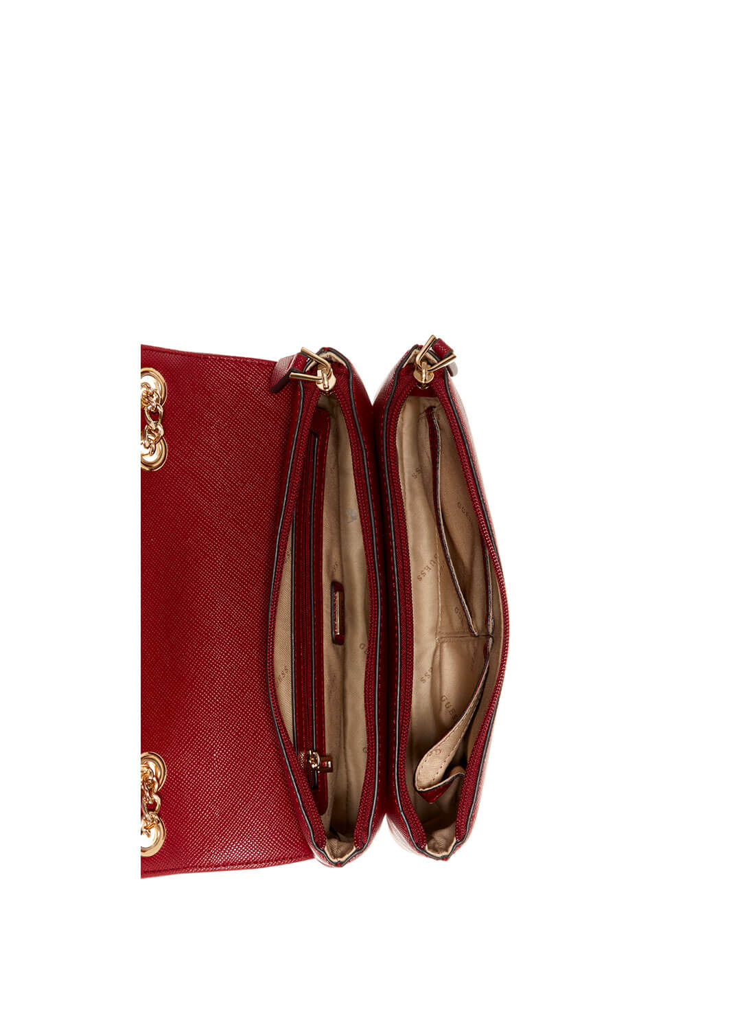 GUESS Womens Red Ynes Convertible Crossbody Bag VG840221 Inside View