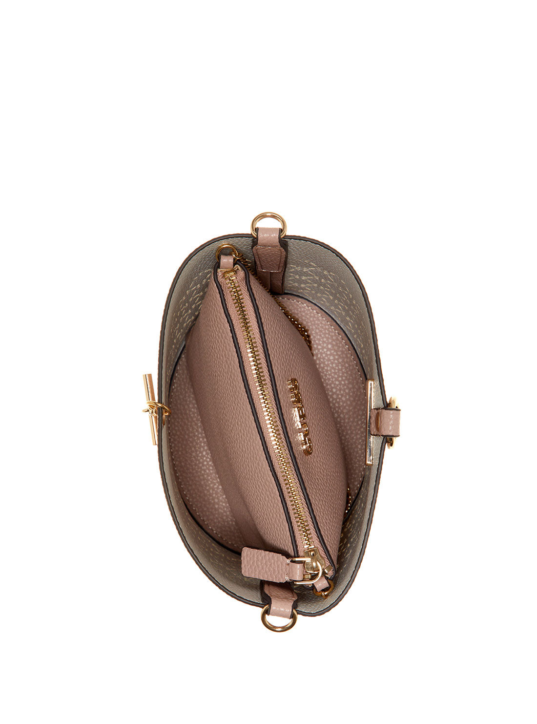 GUESS Womens Biscuit Pink Amara Bucket Bag XG849301 Inside View