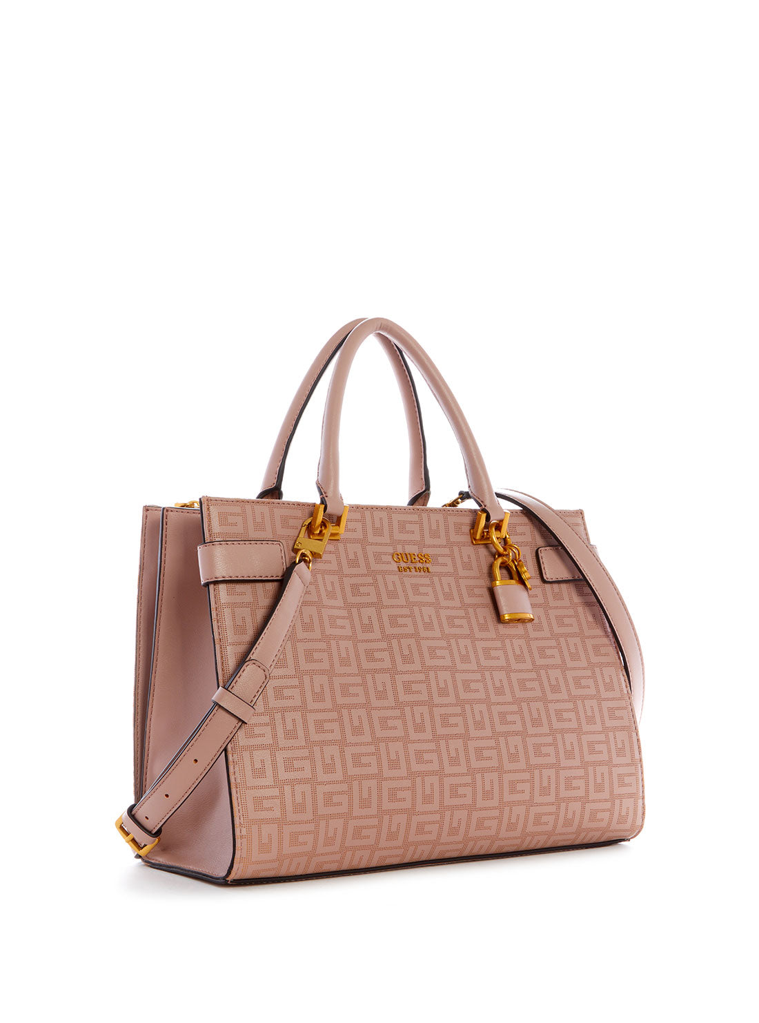 GUESS Womens Biscuit Pink Atene Society Satchel XA841906 Side View