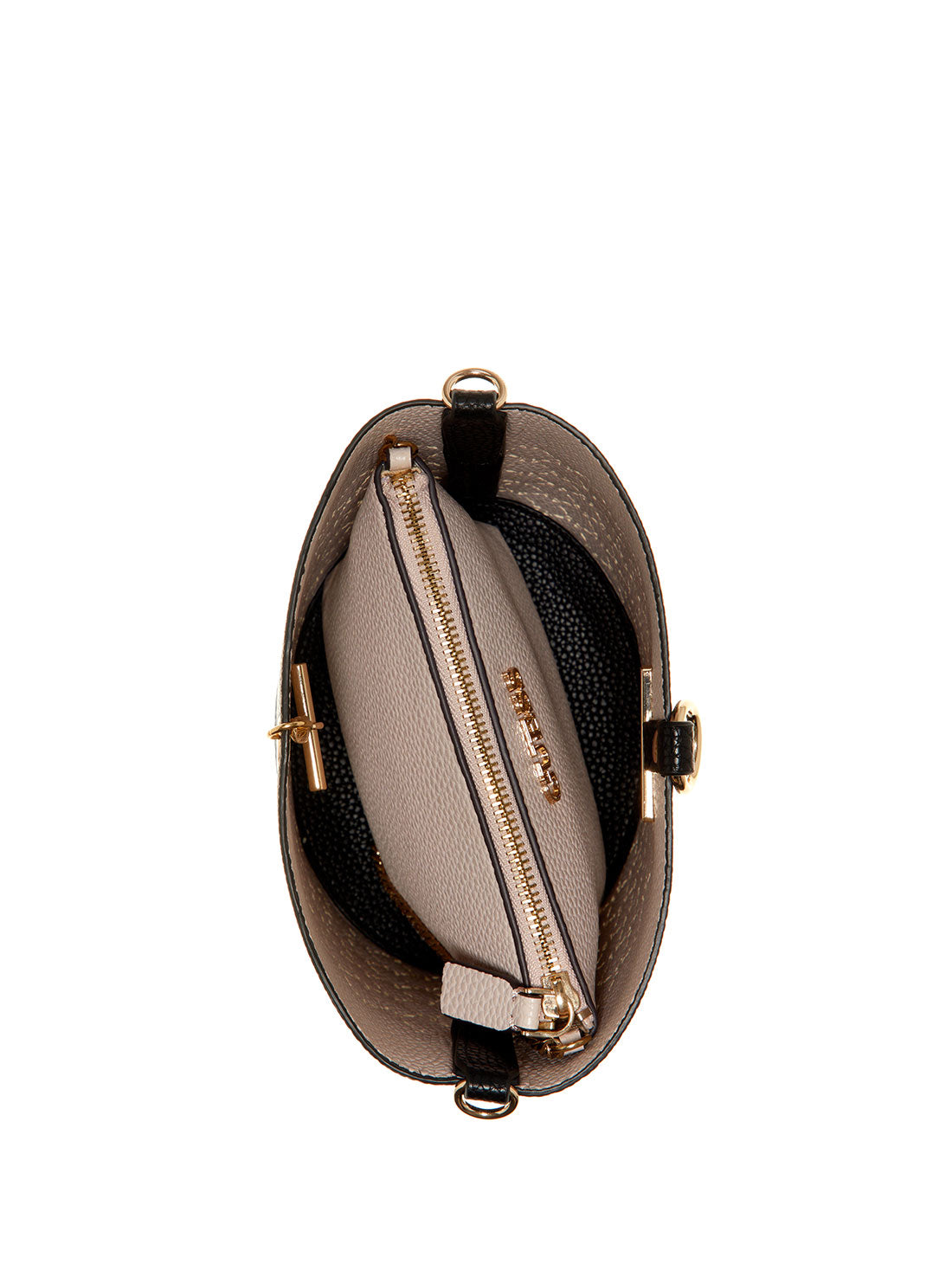 GUESS Womens Black Amara Bucket Bag XG849301 Inside View