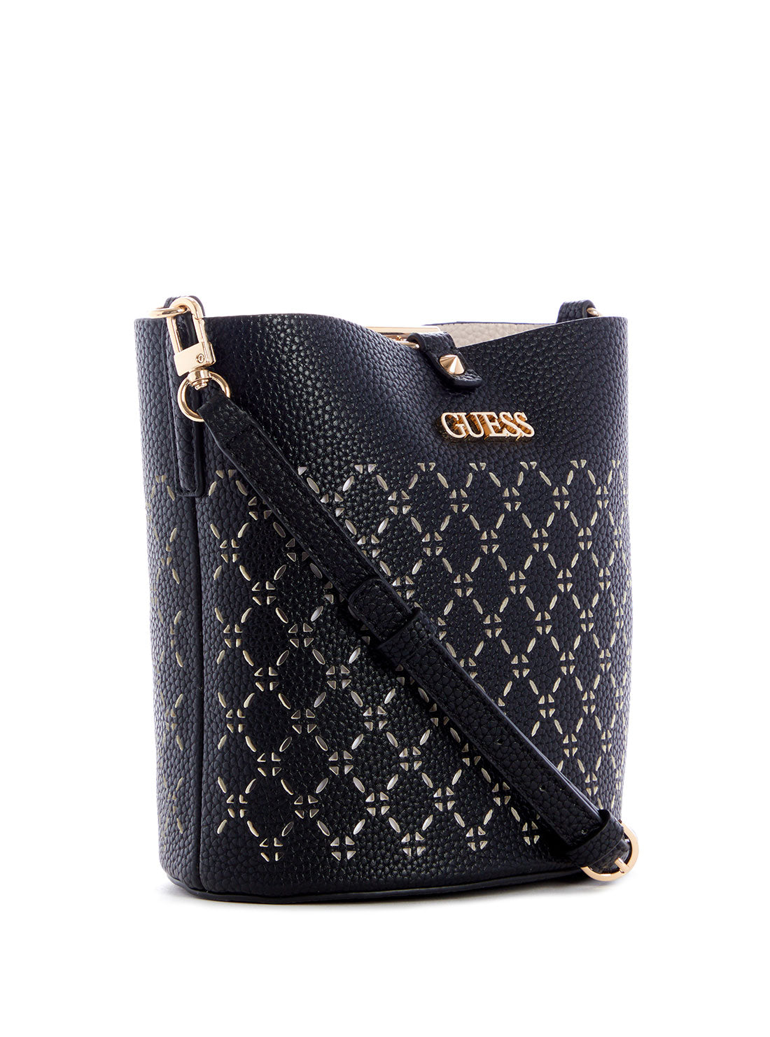 GUESS Womens Black Amara Bucket Bag XG849301 Side View