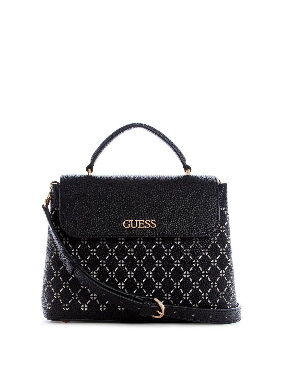 GUESS Black Amara Top Handle Flap Bag XG849318 Front View