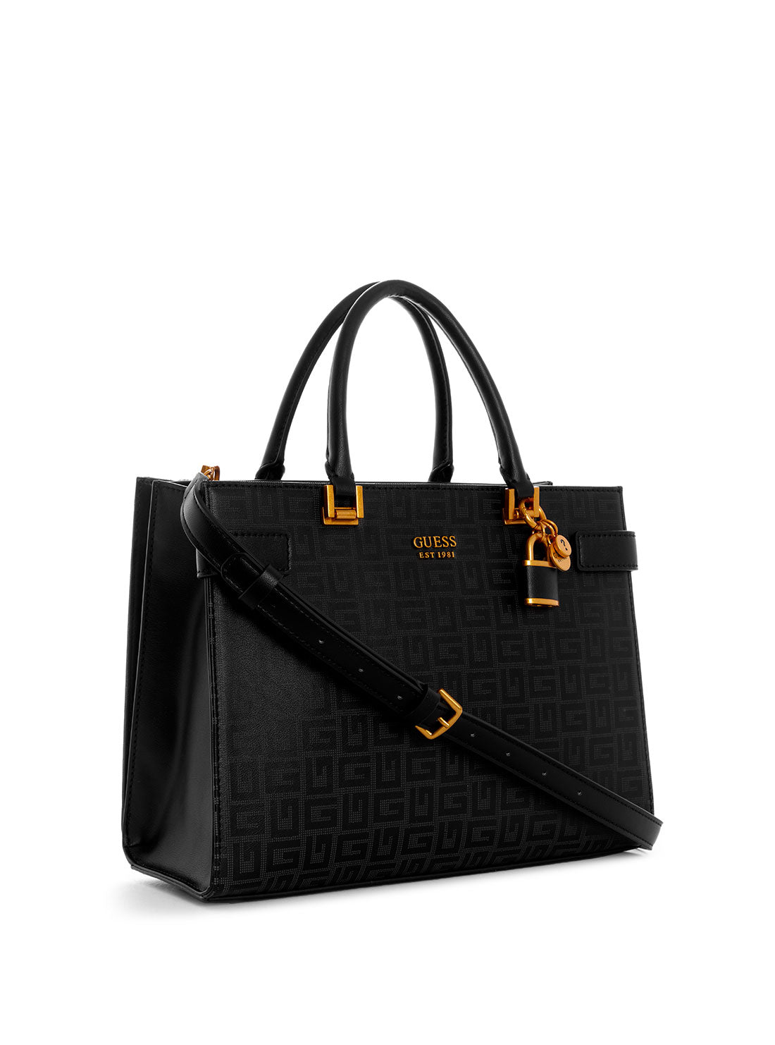 GUESS Womens Black Atene Society Satchel XA841906 Side View