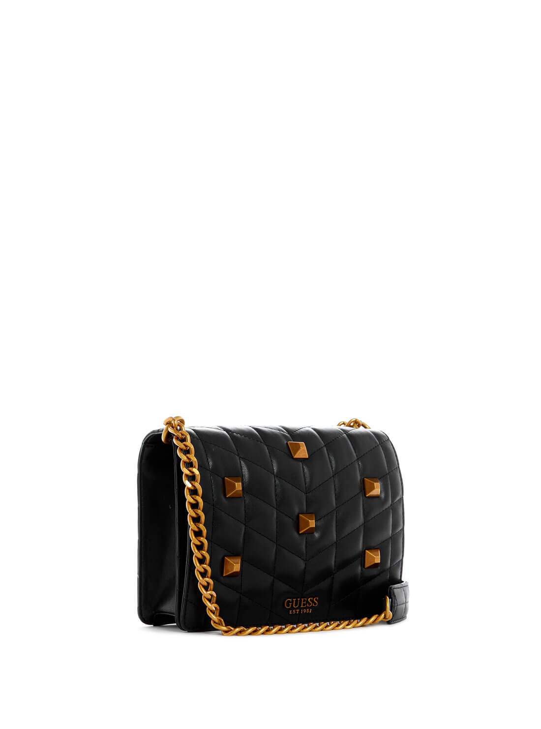 GUESS Womens Black Brera Studded Large Wallet QB840419 Front Side  View