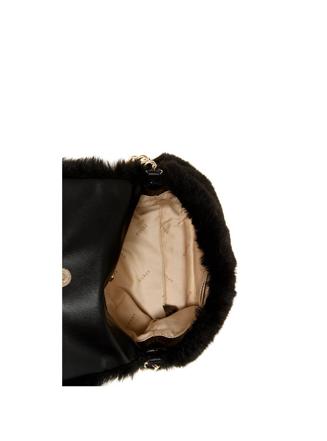 GUESS Womens Black Giselda Crossbody Flap Bag FG839321 Inside View