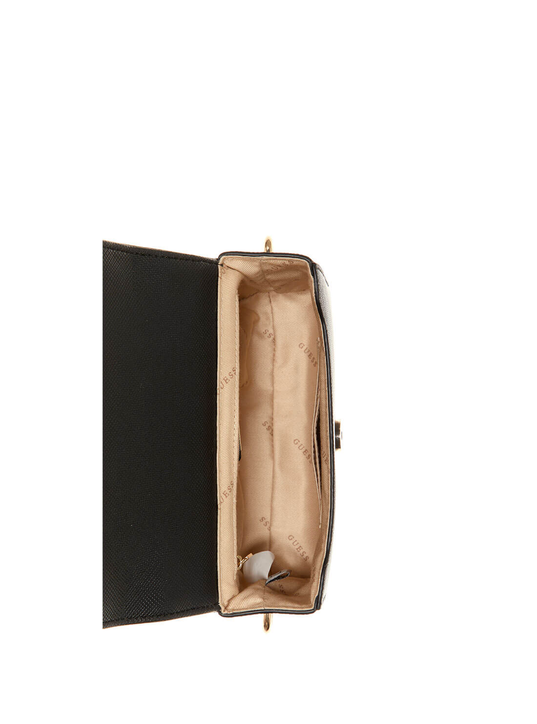 GUESS Black Multi Ynes Mini Top Handle Flap Bag VG840278 Inside View