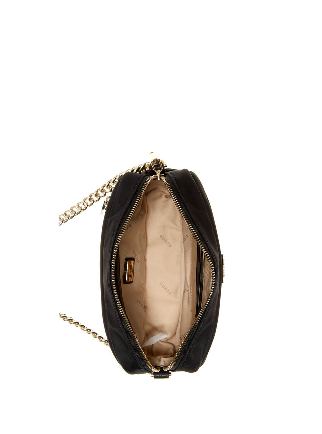 GUESS Womens Black Sharma Crossbody Camera Bag YG840114 Inside View