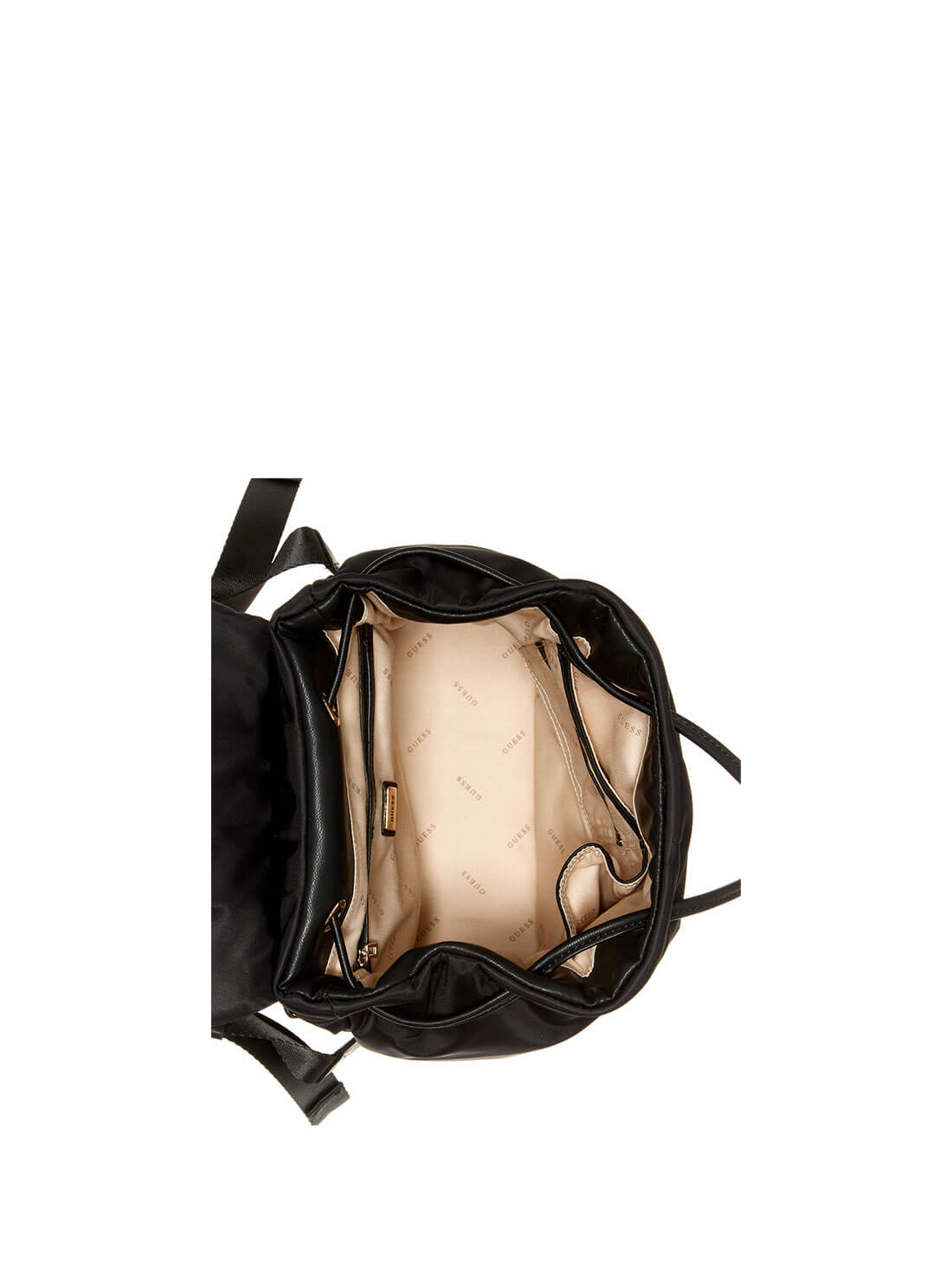 GUESS Womens Black Sharma Flap Backpack YG840131 Inside View