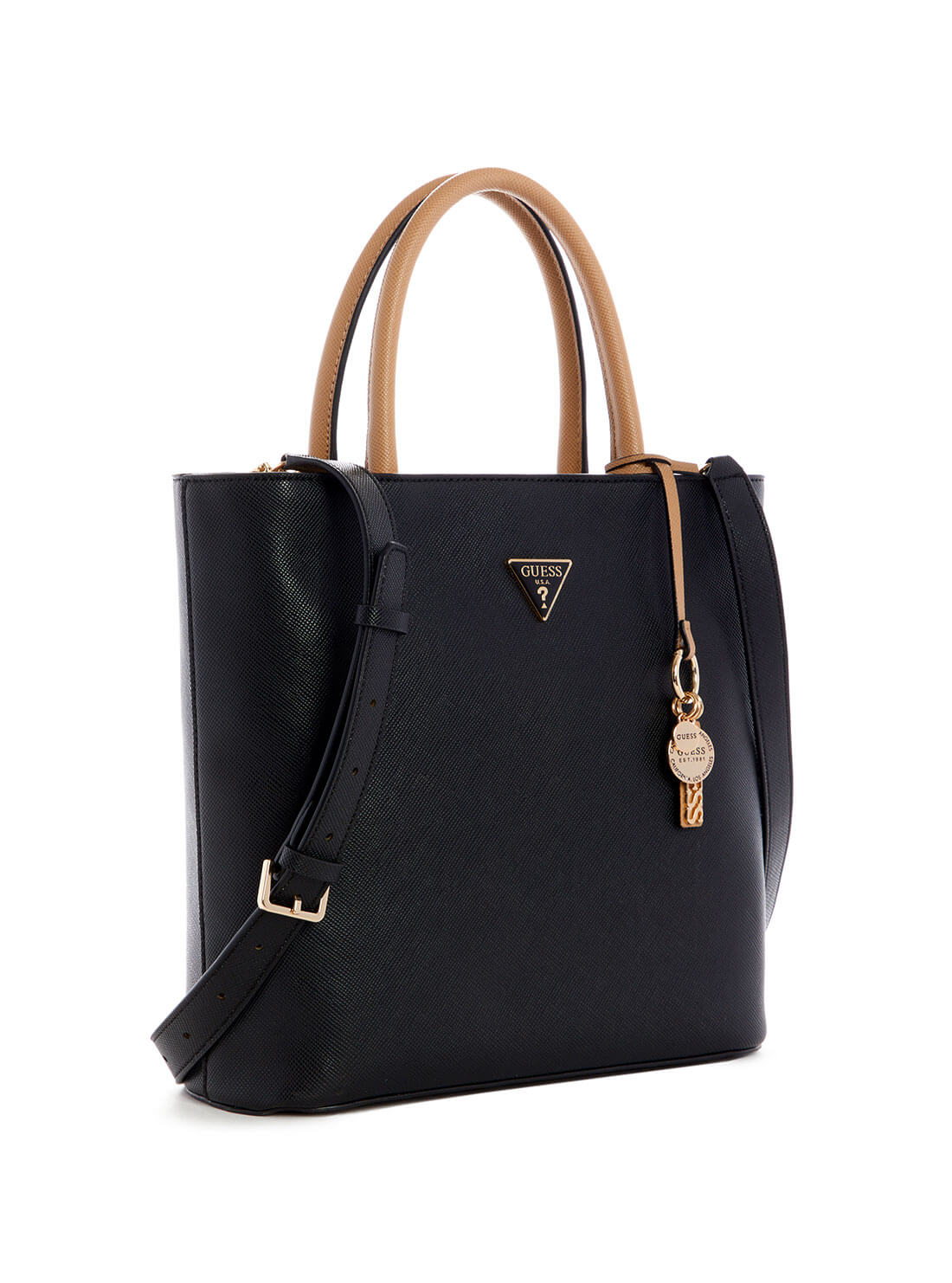 GUESS Womens Black Ynes Shopper Tote Bag VG840222 Side View