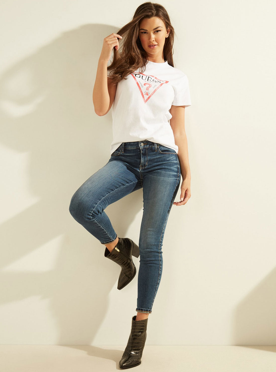 GUESS Womens Eco White Classic Logo T-Shirt W93I0RR9I60 Full View