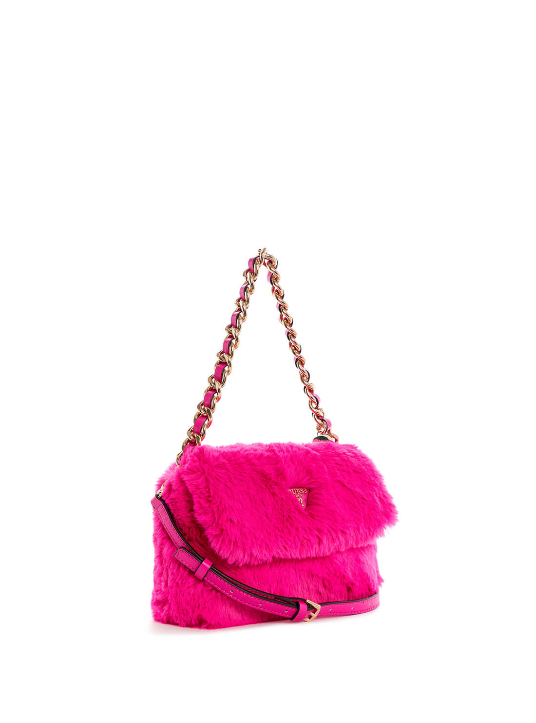 GUESS Womens Pink Giselda Crossbody Flap Bag FG839321 Front Side View