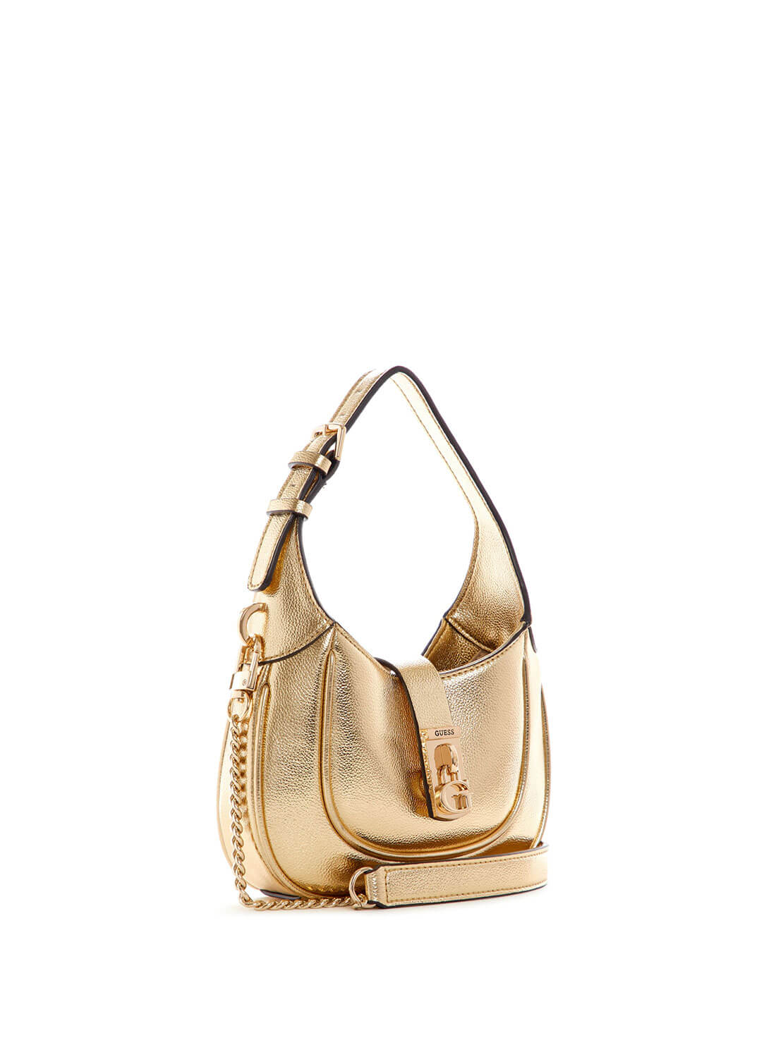 GUESS Womens  Gold Maimie Mini Hobo Bag MG840977 Front Side View