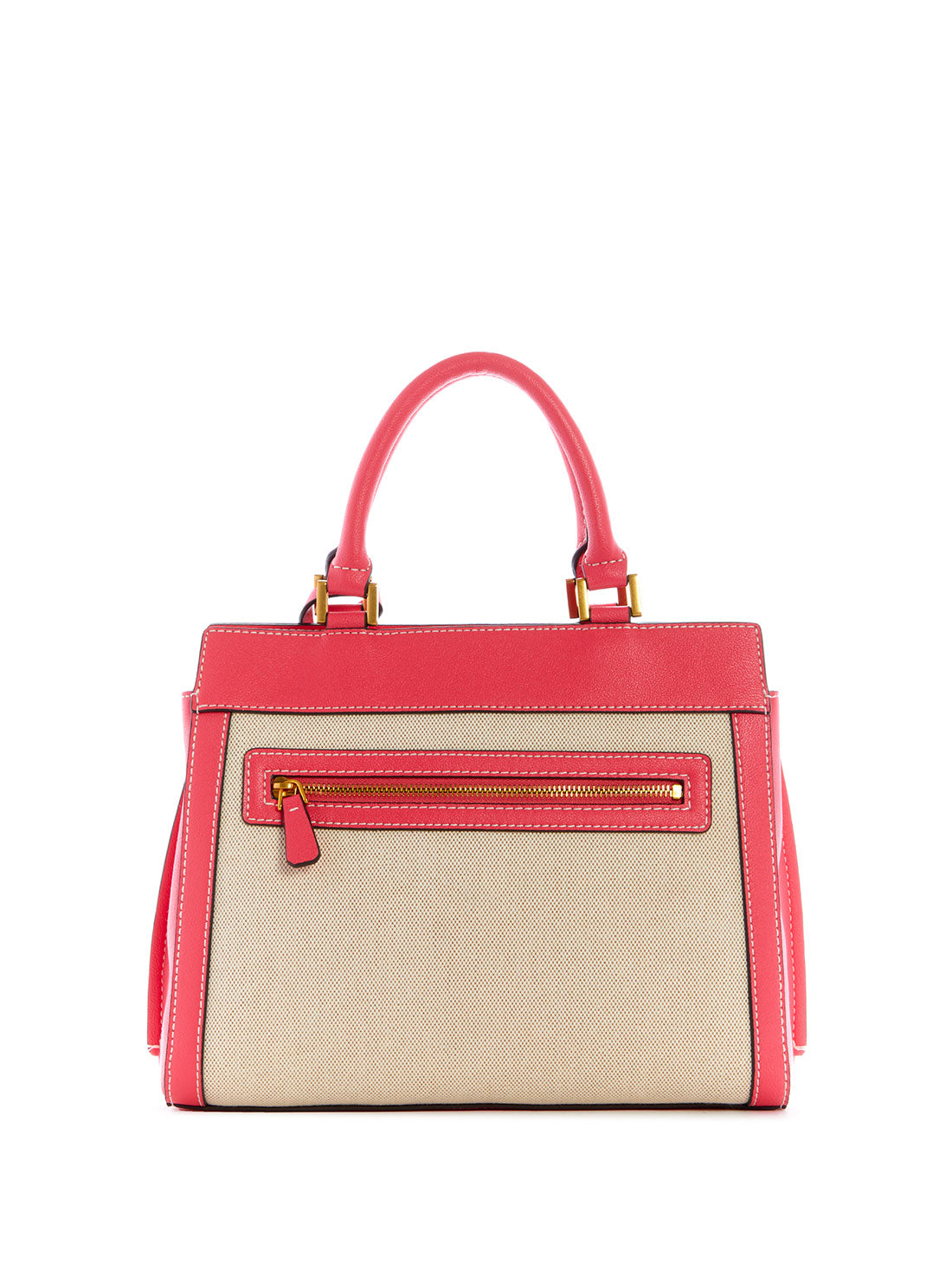 GUESS Womens Natural Camelia Pink Katey Canvas Luxury Satchel HA787026 Back View